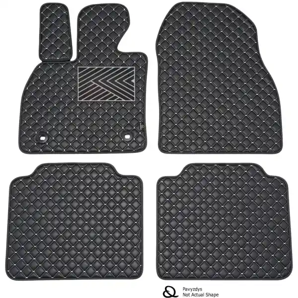 Suosikkituote - Eco-nahka matot QuiltyMats RENAULT TWINGO 2007-2014 (Musta / harmaat ompeleet)