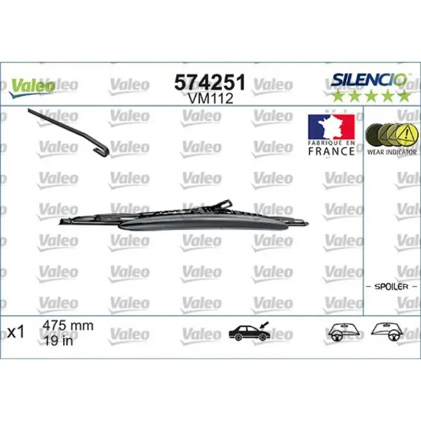 Laadukas - Pyyhin Valeo Silencio Performance Spoiler VM112, 475 mm