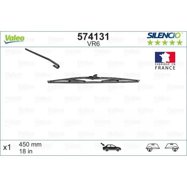 Takapyyhin Valeo Silencio Performance VR6, 450 mm - Bestseller