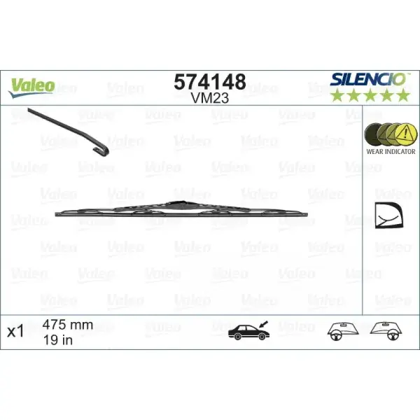 Lähes loppu - Pyyhin Valeo Silencio Performance VM23, 475 mm
