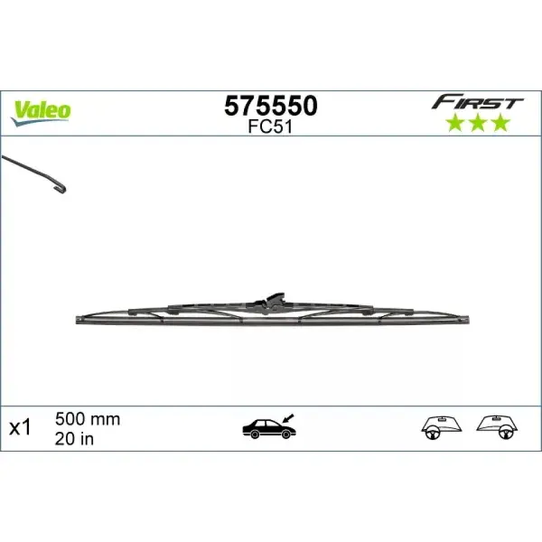 Pyyhin Valeo First VF51, 500 mm - Tarjoushinta