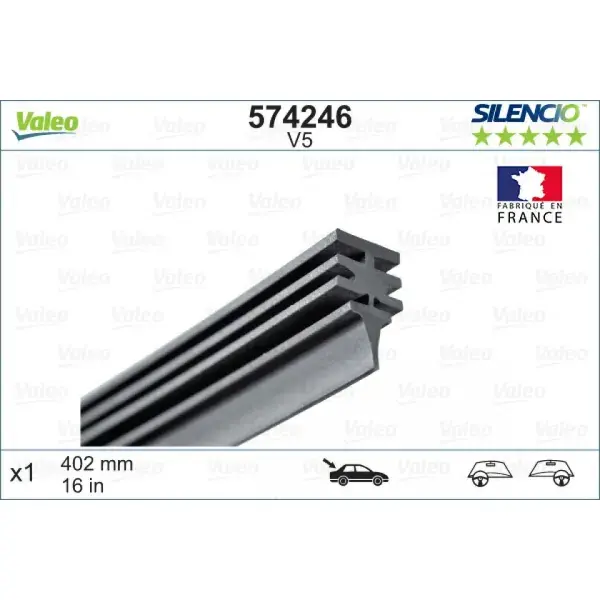 Premium-laatu - Pyyhin Valeo Silencio Refills V5, 400 mm