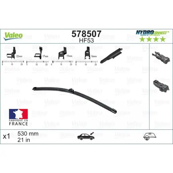 Pyyhin Valeo HydroConnect HF53, 530 mm | Kestosuosikki