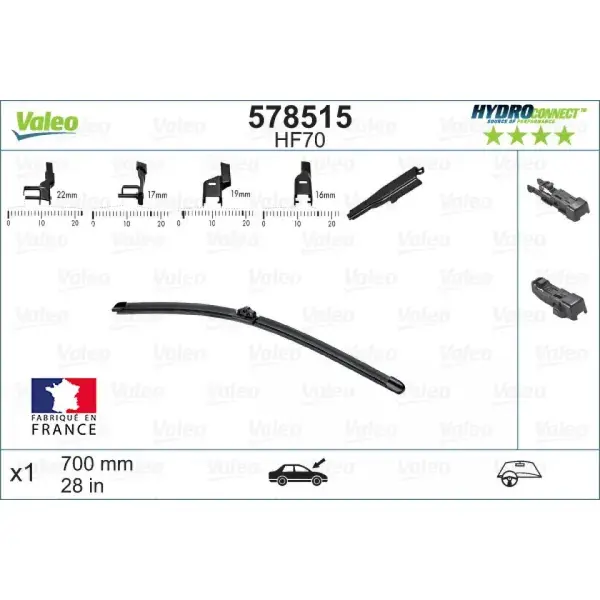 Huipputuote - Pyyhin Valeo HydroConnect HF70, 700 mm