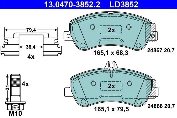 Jarrupalat, levyjarru ATE 13047038522 - Mercedes-Benz - Bestseller