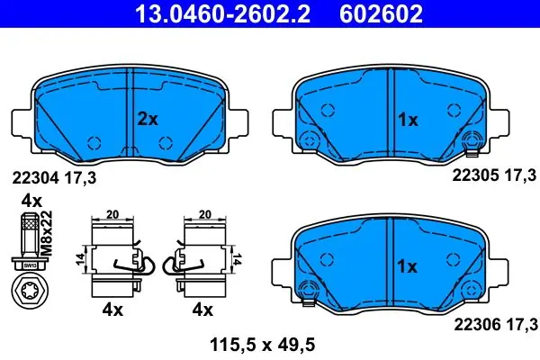 Valmistajan hinta - Jarrupalat, levyjarru ATE 13046026022 - Fiat 500X, Jeep Compass Renegade