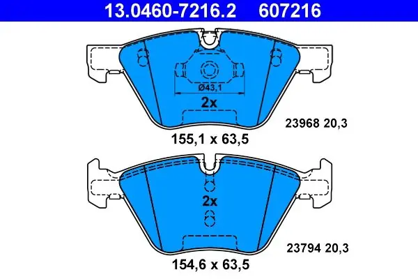 Tarjoushinta - Jarrupalat, levyjarru ATE 13046072162 - BMW E90 E91 E92 E93 X1