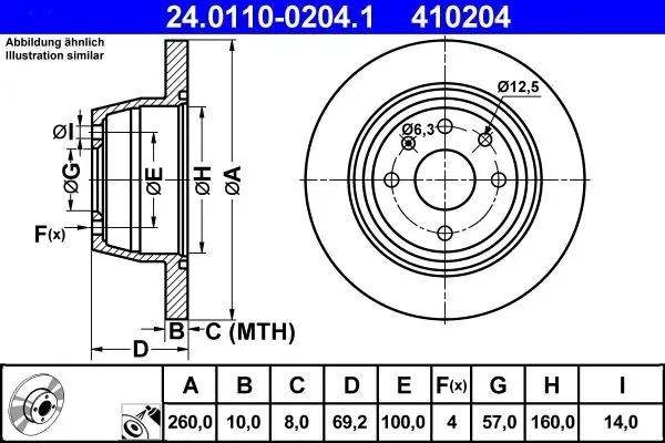 Jarrulevy ATE 24011002041 - Opel Astra Vectra GT, Vauxhall Astra | Suosittu