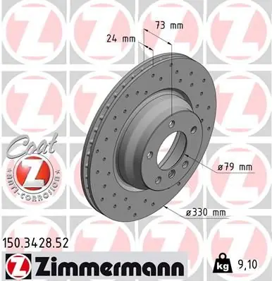Jarrulevy ZIMMERMANN 150342852 - BMW E90 E91 E92 E93 E81 - Helppo ostaa