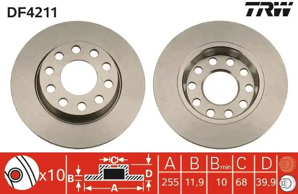 Jarrulevy TRW DF4211 - VW, Audi A4, SEAT Exeo | Osta verkosta