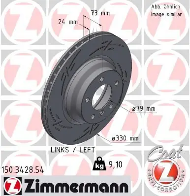 Ammattilaatu - Jarrulevy ZIMMERMANN 150342854 - BMW E90 E91 E92 E93 E81