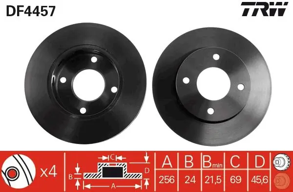 Paras hinta - Jarrulevy TRW DF4457 - Mitsubishi Colt, Smart Forfour