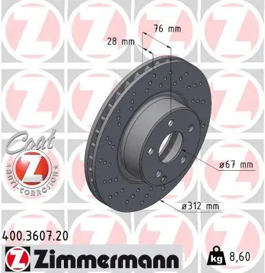 Jarrulevy ZIMMERMANN 400360720 - Mercedes-Benz | Erikoishinta