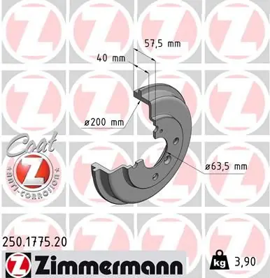 Extra-alennus - Jarrurumpu ZIMMERMANN 250.1775.20 – FORD