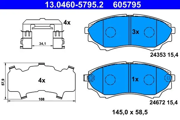 Jarrupalat, levyjarru ATE 13046057952 - Ford Ranger, Mazda BT-50 - Ammattilaatu
