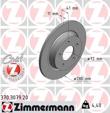 Hinta alennettu - Jarrulevy ZIMMERMANN 370307920 - Mazda