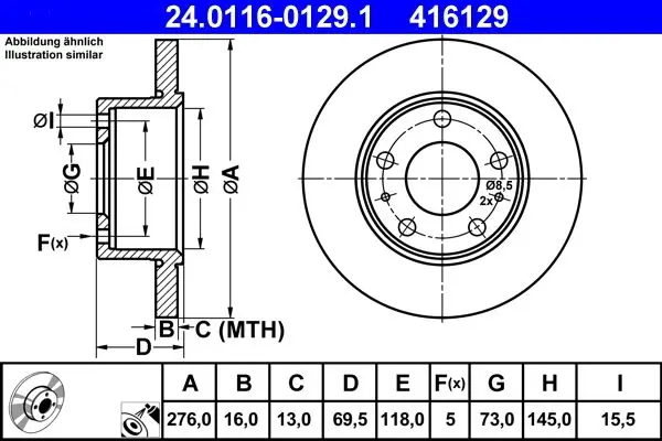 Suosikki | Jarrulevy ATE 24.0116-0129.1 – IVECO