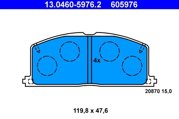 Heti toimitettavissa | Jarrupalat, levyjarru ATE 13046059762 - Toyota Corolla Camry Celica