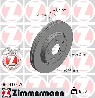Ilmainen palautus | Jarrulevy ZIMMERMANN 280317520 - Honda CR-V