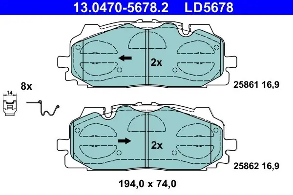 Ilmainen palautus - Jarrupala, levyjarru ATE 13.0470-5678.2 – VAG, AUDI, CUPRA