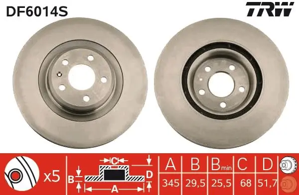 Uusi valikoimassa - Jarrulevy TRW DF6014S - VW, Audi, Skoda, SEAT
